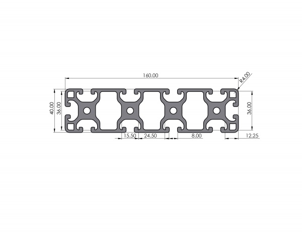 Aluminium profile 160x40 light groove 8 I-type
